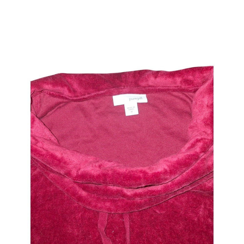 Pure Jill Sweater Womens Tunic Velour Velvet Long Sleeve Cowl Neck Top SZ M Wine - Picture 5 of 6